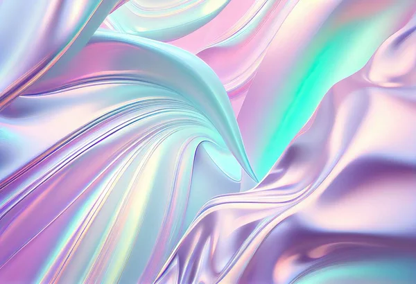 Abstract grainy 3d render holographic chromatic iridescent wave in motion colorful background. Dreamy gradient design element for banners, backgrounds, wallpapers and cover
