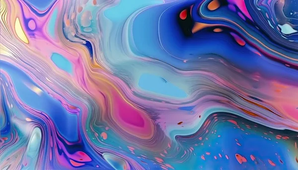 Abstract colorful fluid holographic chromatic 3D render iridescent modern retro futuristic dynamic drops and wave in motion. Ideal for backgrounds wallpapers banners posters and covers