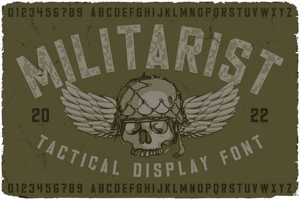 Militaristという軍のラベルフォント ポスター Tシャツ ラベルなど デザインのオリジナル書体 — ストックベクタ