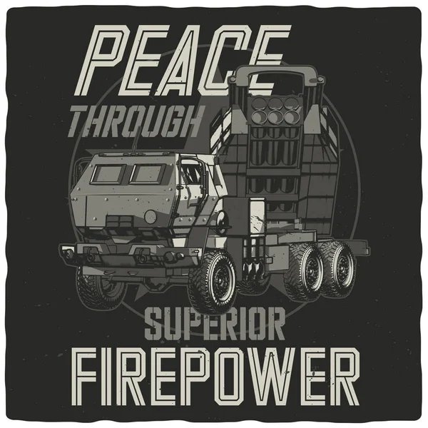 Shirt Oder Poster Design Mit Militärischem Raketensystem — Stockvektor