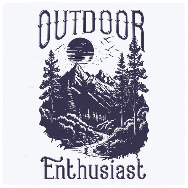 Design Para Uma Camiseta Cartaz Com Uma Ilustração Uma Floresta —  Vetores de Stock