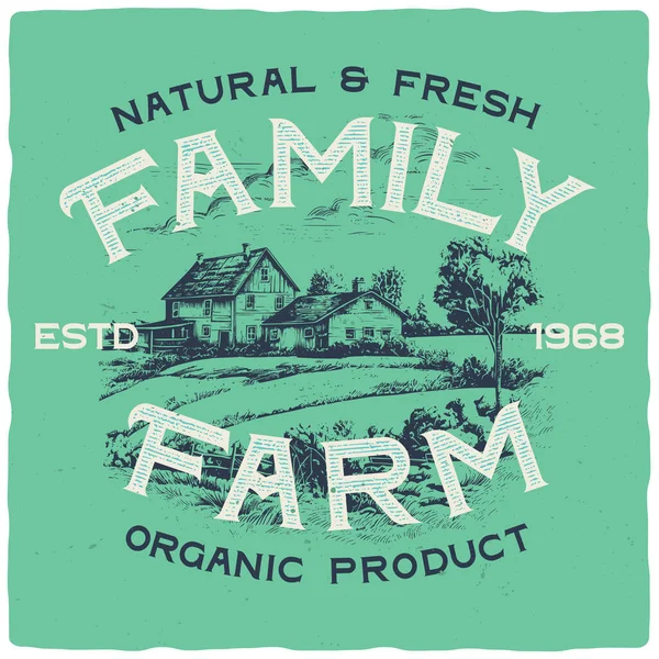 Logo Alimentare Biologico Manifesto Vintage Con Illustrazione Disegnata Mano Casa — Vettoriale Stock