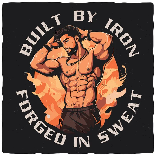 Shirt Αφίσα Σχέδιο Την Απεικόνιση Ενός Ισχυρού Άνδρα — Διανυσματικό Αρχείο