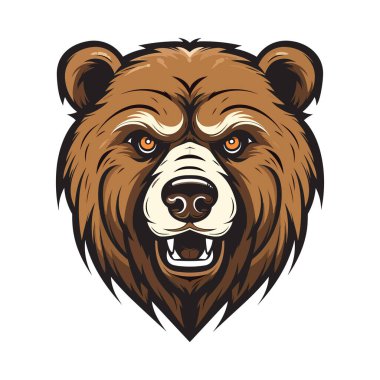 Ayı başlı maskot. Logo tasarımı. Tişörtlere baskı yapmak için resim.