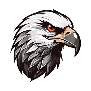 Kartal başlı maskot. Logo tasarımı. Tişörtlere baskı yapmak için resim.