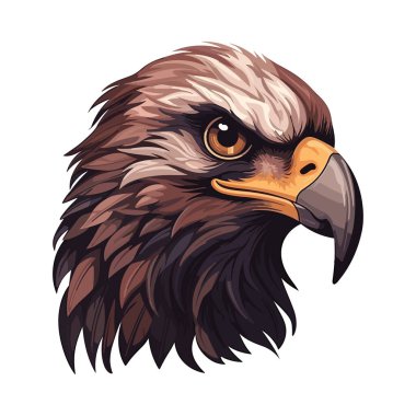 Kartal başlı maskot. Logo tasarımı. Tişörtlere baskı yapmak için resim.