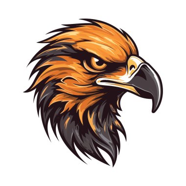 Kartal başlı maskot. Logo tasarımı. Tişörtlere baskı yapmak için resim.
