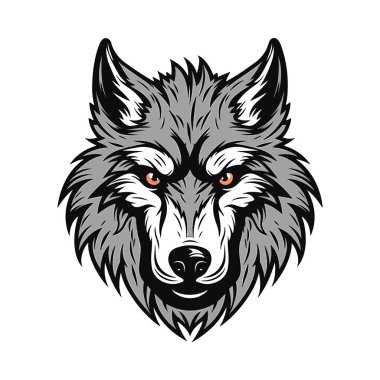 Kurt kafalı maskot. Logo tasarımı. Tişörtlere baskı yapmak için resim.