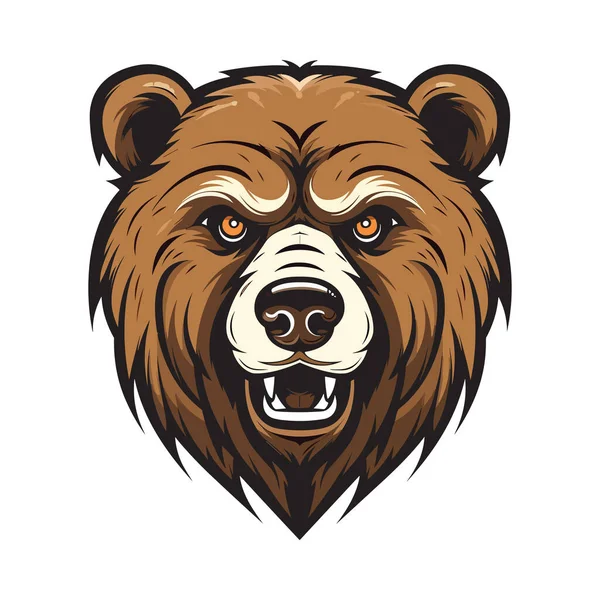 熊头吉祥物 标志设计 用于在T恤衫上打印的说明 — 图库矢量图片