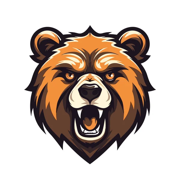 クマの頭のマスコット ロゴデザイン Tシャツ印刷用イラスト — ストックベクタ