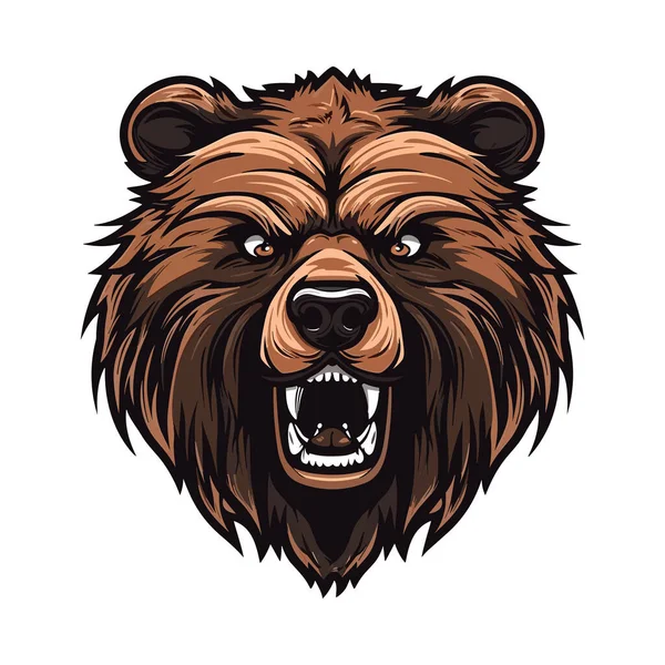 クマの頭のマスコット ロゴデザイン Tシャツ印刷用イラスト — ストックベクタ