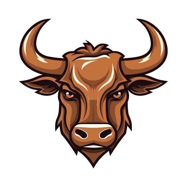 Bulhoofd Mascotte Logo Ontwerp Illustratie Voor Het Bedrukken Shirts — Stockvector