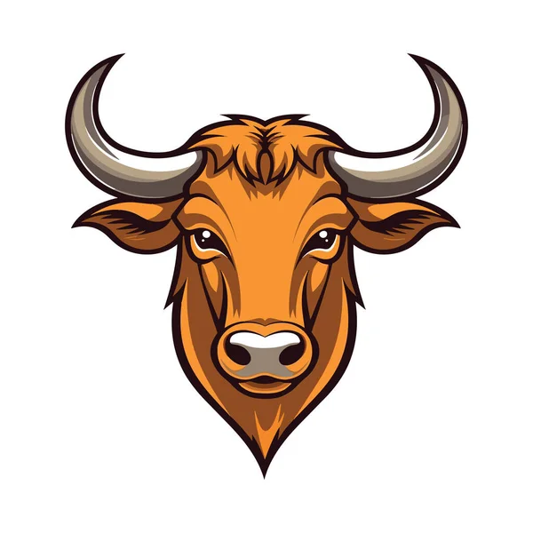 Bulhoofd Mascotte Logo Ontwerp Illustratie Voor Het Bedrukken Shirts — Stockvector