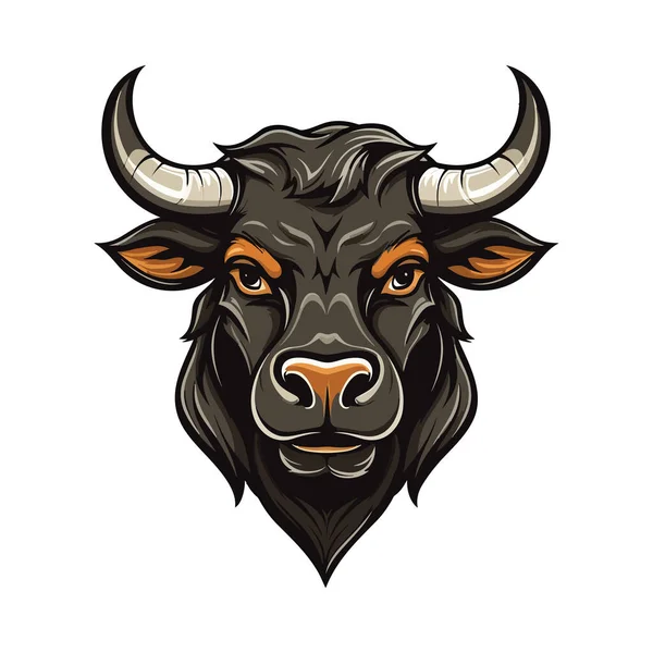 牛の頭のマスコット ロゴデザイン Tシャツ印刷用イラスト — ストックベクタ