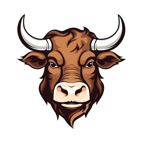 Талисман бычьей головы. Логотип дизайн. Иллюстрация для печати на футболках.