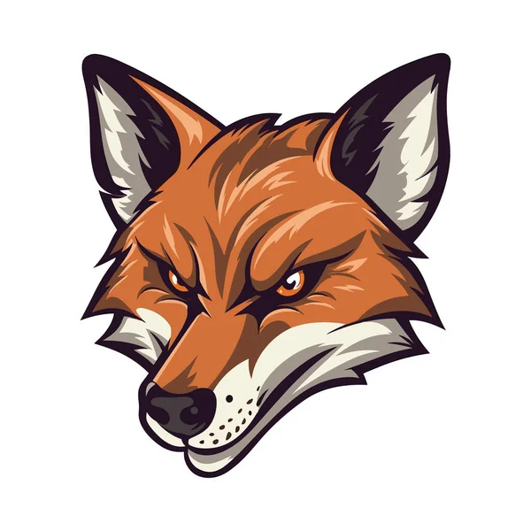 狐狸头吉祥物 标志设计 用于在T恤衫上打印的说明 — 图库矢量图片