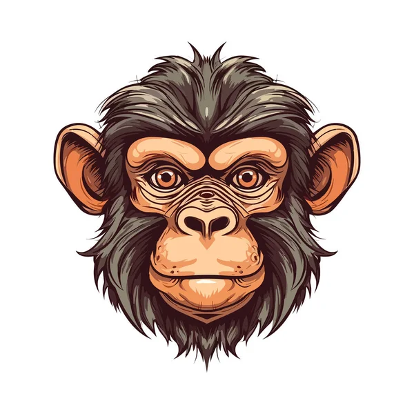 Rosto Bonito De Macaco Quadrado. Cabeça De Desenho Animado De