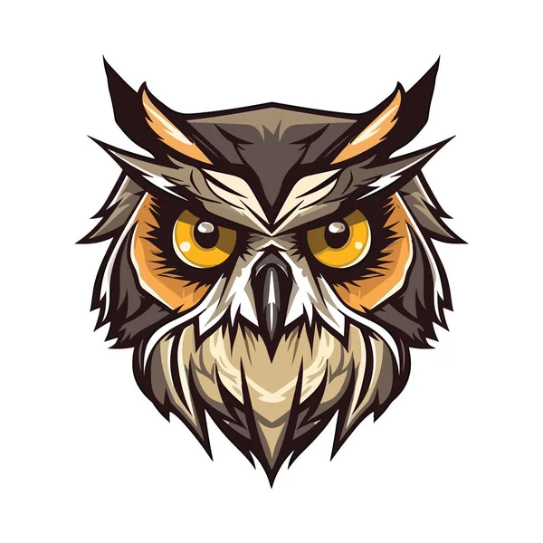 Owl Head Mascot Logo Design Illustration Printing Shirts — Stock Vector