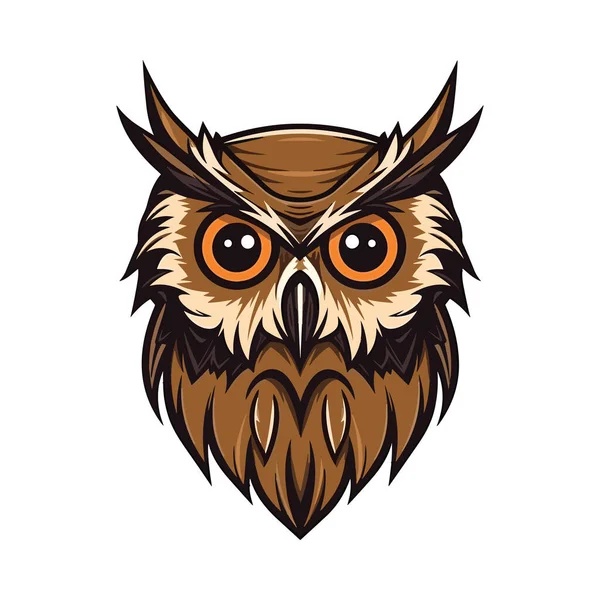 Mascota Cabeza Búho Diseño Del Logotipo Ilustración Para Imprimir Camisetas — Vector de stock