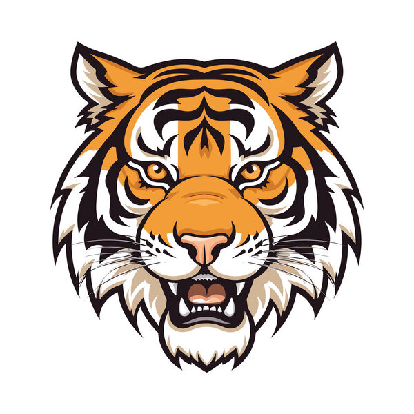 Tiger head mascot. Logo design. Illustration for printing on t-shirts.