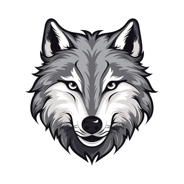 狼头吉祥物 标志设计 用于在T恤衫上打印的说明 — 图库矢量图片