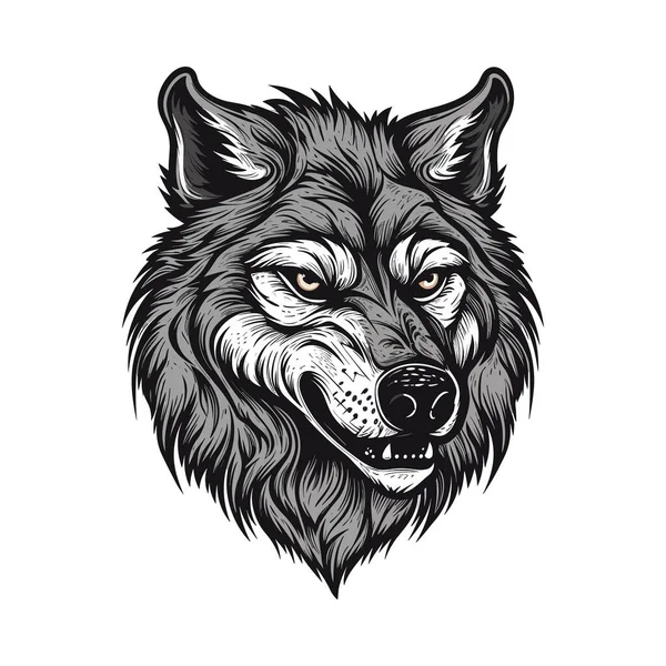 Mascotte Loup Conception Logo Illustration Pour Impression Sur Shirts — Image vectorielle