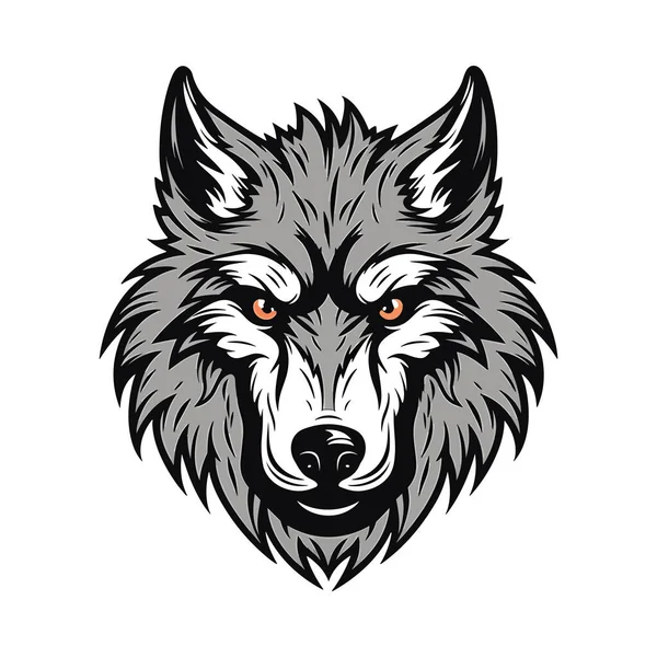 狼の頭のマスコット ロゴデザイン Tシャツ印刷用イラスト — ストックベクタ
