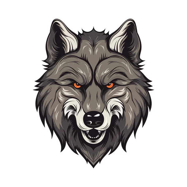 Wolf Head Mascot Logo Design Illustration Printing Shirts — Stock Vector