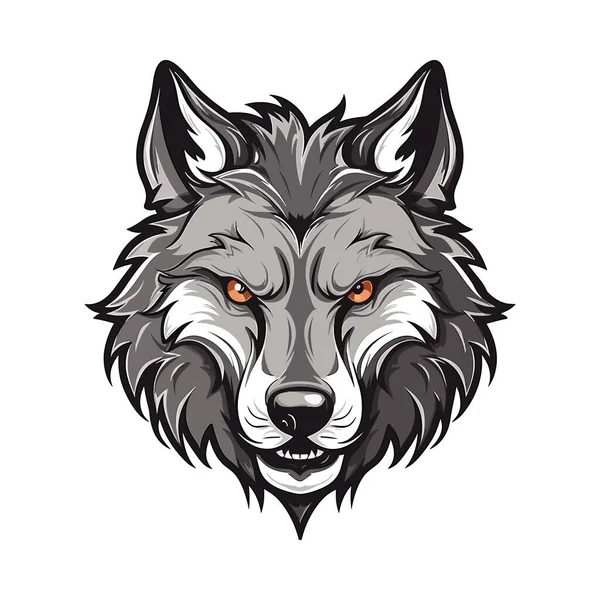 Wolfskop Mascotte Logo Ontwerp Illustratie Voor Het Bedrukken Shirts — Stockvector