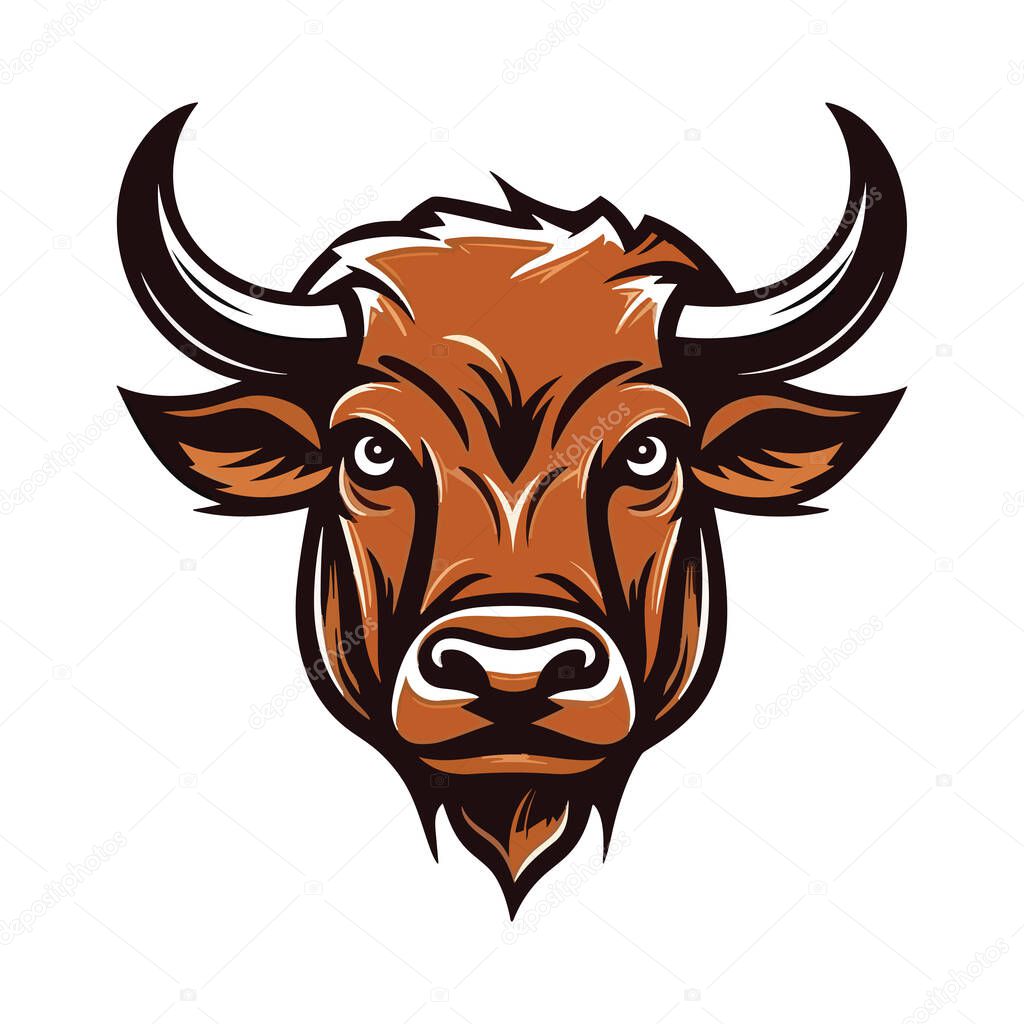Bull head mascot. Logo design. Illustration for printing on t-shirts.