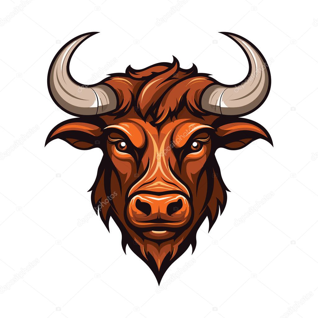 Bull head mascot. Logo design. Illustration for printing on t-shirts.
