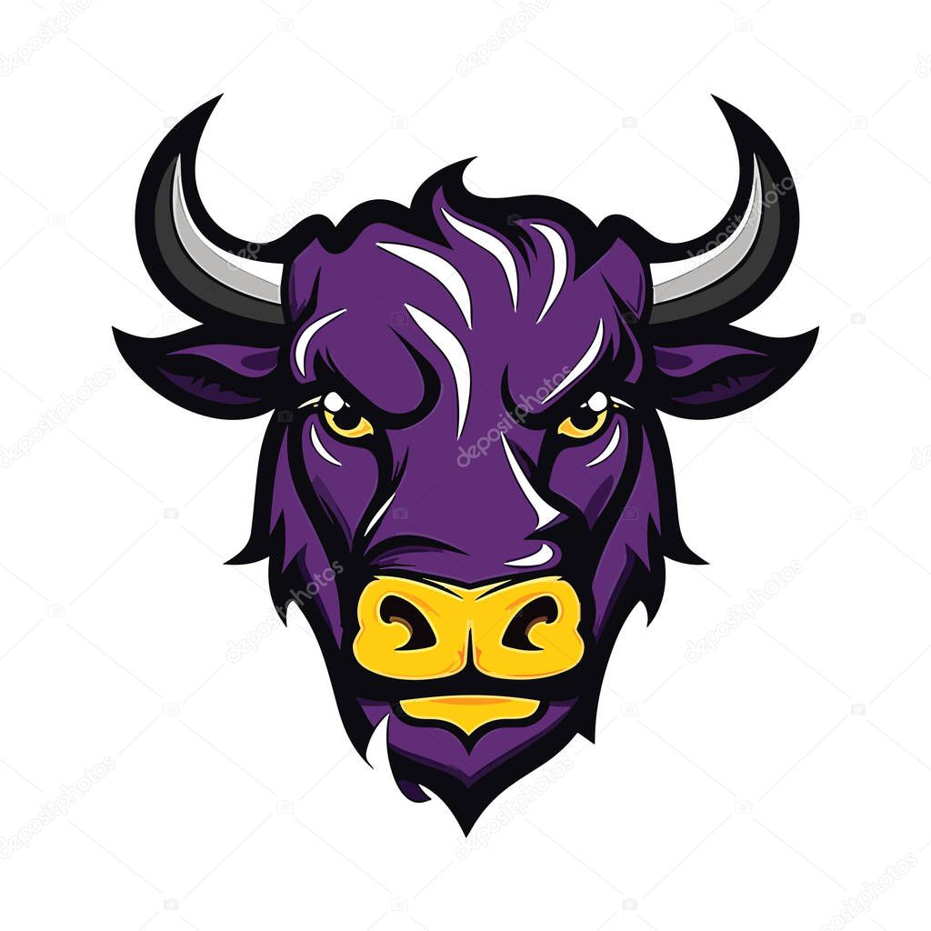 Bull head mascot. Logo design. Illustration for printing on t-shirts.