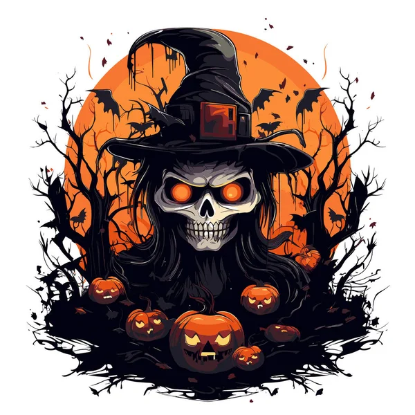 Shirt Design Cartaz Com Ilustração Sobre Tema Halloween —  Vetores de Stock