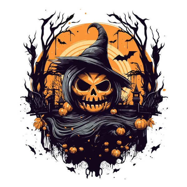 Shirt Poster Design Met Illustratie Halloween Thema — Stockvector