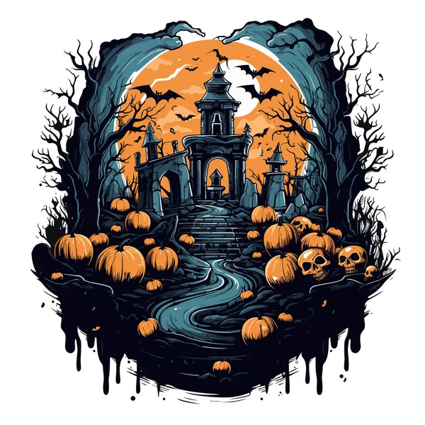 Shirt Poster Avec Illustration Sur Thème Halloween — Image vectorielle