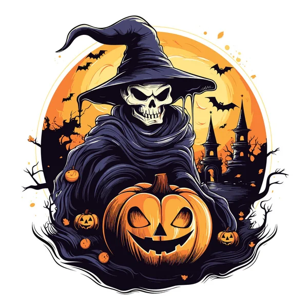 Tricou Sau Design Poster Ilustrație Tema Halloween — Vector de stoc