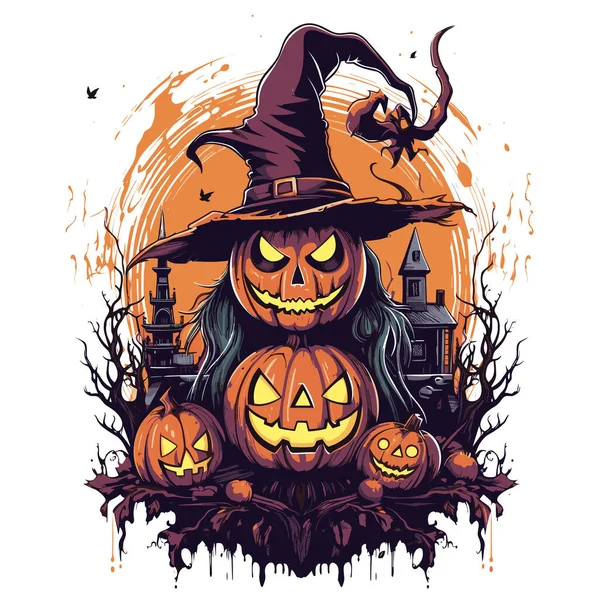 Póló Vagy Poszter Tervezés Illusztrációval Halloween Témában — Stock Vector