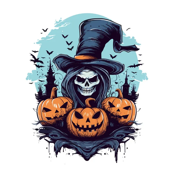 Shirt Poster Design Met Illustratie Halloween Thema — Stockvector