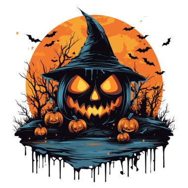 T-shirt or poster design with illustration on Halloween theme clipart