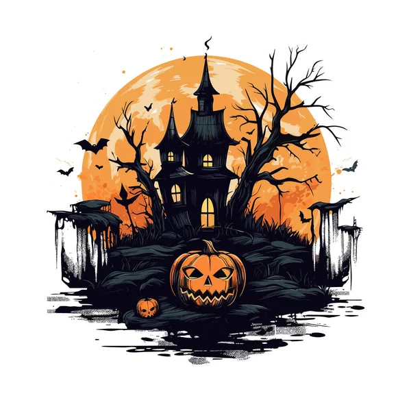 Skjorte Eller Plakatdesign Med Illustrasjon Halloween Tema – stockvektor