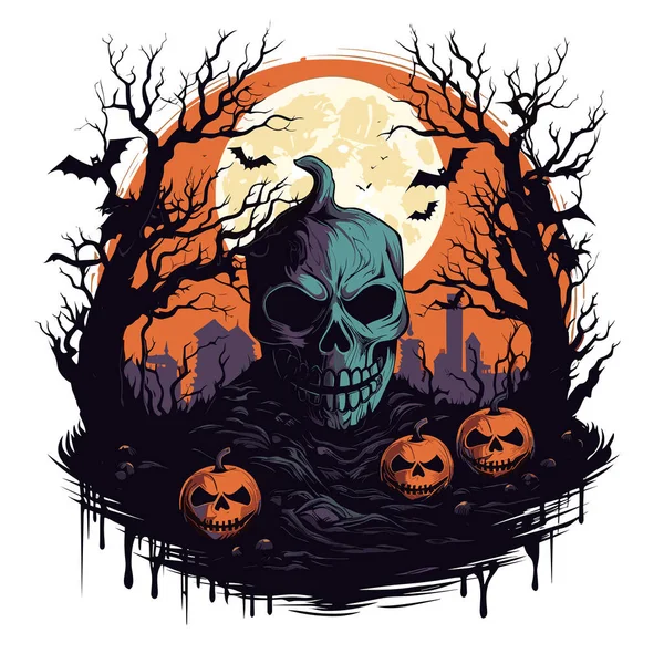 Shirt Lub Projekt Plakatu Ilustracją Temat Halloween — Wektor stockowy