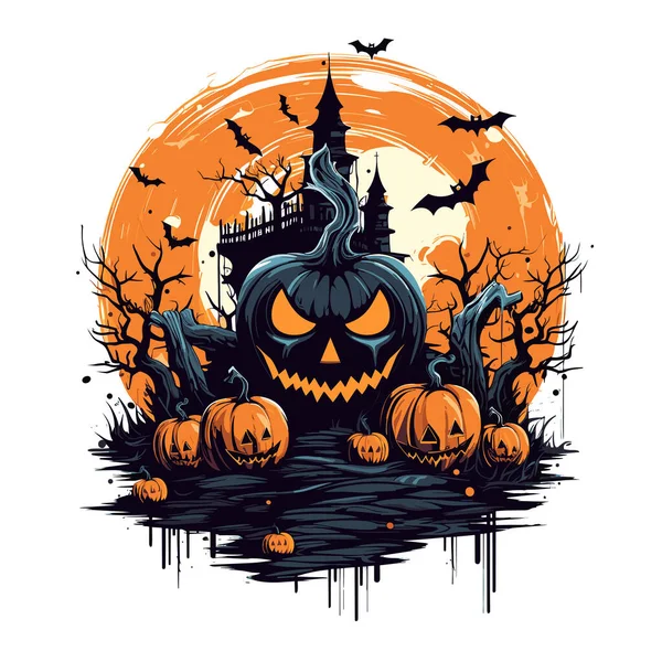 Shirt Lub Projekt Plakatu Ilustracją Temat Halloween — Wektor stockowy