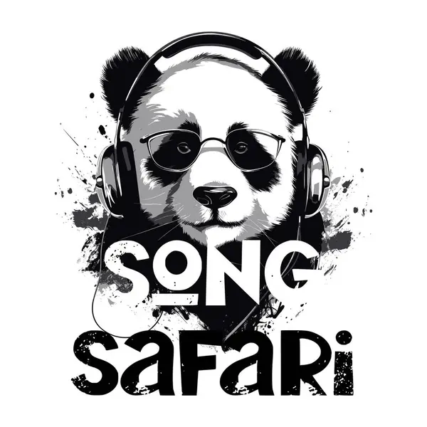 Shirt Poster Avec Panda Écoutant Musique Sur Casque Vecteur En Vente
