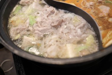 Japon sıcak tencere makro resmi..