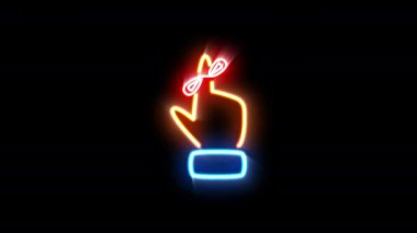 Siyah arkaplanda yanıp sönen neon ışığı.