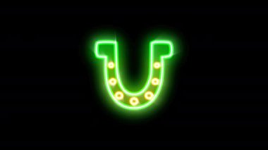 Siyah arkaplanda yanıp sönen neon ışığı.