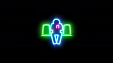 Siyah arkaplanda oturan ve akıllı telefon simgesi kullanan yanıp sönen neon ışığı.