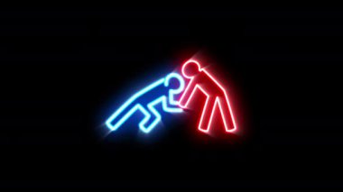 Siyah arkaplanda yanıp sönen neon ışığı..