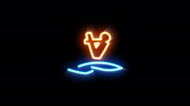 Siyah arkaplanda yanıp sönen neon ışığı..