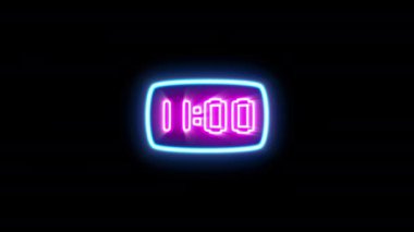 Siyah arkaplanda yanıp sönen zaman kavramı simgesi.